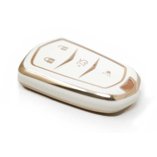 New-Aftermarket-Nano-High-Quality-Cover-For-Cadillac-Remote-Key-3+1-Buttons-White-Color---Emirates-Keys