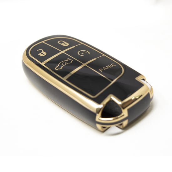 New-Aftermarket-Nano-High-Quality-Cover-For-Jeep-Remote-Key-4+1-Buttons-Black-Color---Emirates-Keys