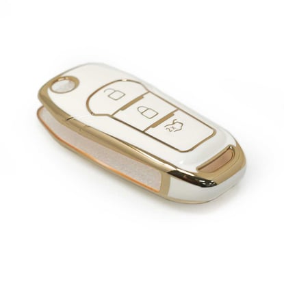 New-Aftermarket-Nano-High-Quality-Cover-For-Ford-Fusion-Flip-Remote-Key-3-Buttons-White-Color---Emirates-Keys