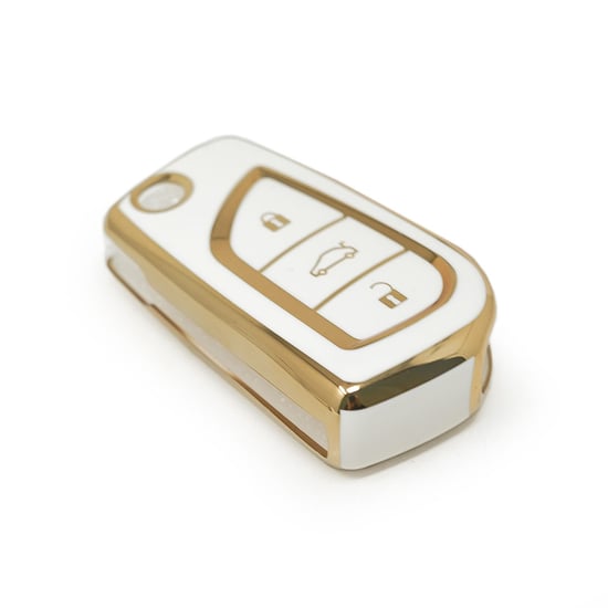 New-Aftermarket-Nano-High-Quality-Cover-For-Toyota-Flip-Remote-Key-3-Buttons-White-Color---Emirates-Keys