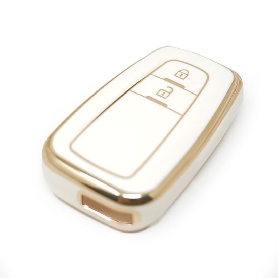 New-Aftermarket-Nano-High-Quality-Cover-For-Toyota-Prius-C-RH-Prado-Remote-Key-2-Buttons-White-Color---Emirates-Keys