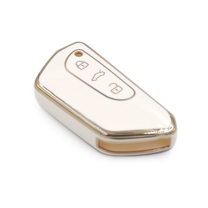 New-Aftermarket-Nano-High-Quality-Cover-For-New-Volkswagen-VW-Flip-Remote-Key-3-Buttons-White-Color---Emirates-Keys