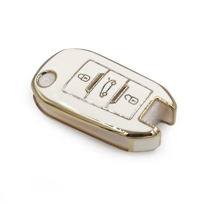 New-Aftermarket-Nano-High-Quality-Cover-For-Peugeot-407-408-Remote-Key-3-Buttons-White-Color---Emirates-Keys