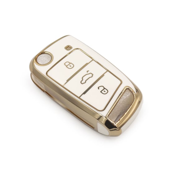 New-Aftermarket-Nano-High-Quality-Cover-For-Volkswagen-VW-MQB-Flip-Remote-Key-3-Buttons-White-Color---Emirates-Keys