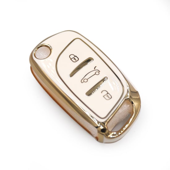 New-Aftermarket-Nano-High-Quality-Cover-For-Peugeot-Flip-Remote-Key-3-Buttons-White-Color---Emirates-Keys