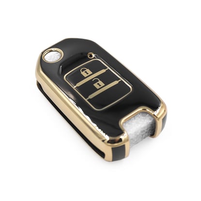 New-Aftermarket-Nano-High-Quality-Cover-For-Honda-Flip-Remote-Key-2-Buttons-Black-Color---Emirates-Keys