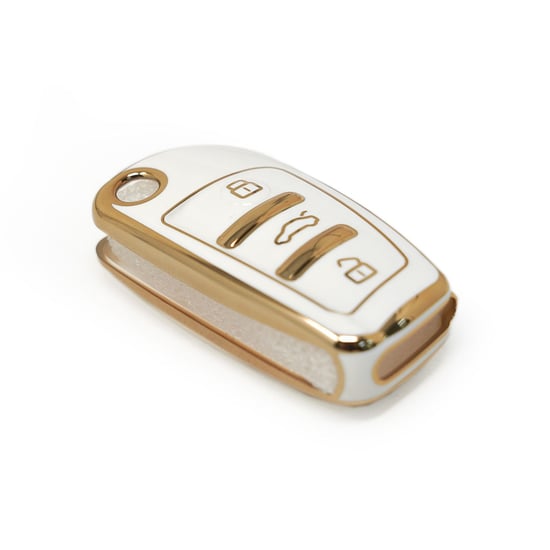 New-Aftermarket-Nano-High-Quality-Cover-For-Audi-Flip-Remote-Key-3-Buttons-White-Color---Emirates-Keys