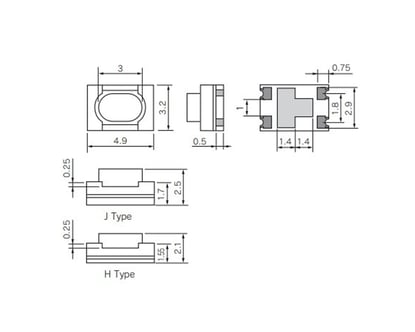 Picture of Button Tactile Switch Original for Toyota Smart Remote keys 4.9X3.2X2.5H