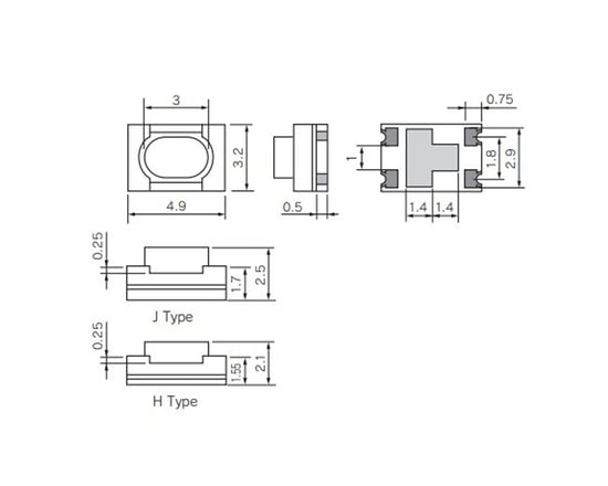 Picture of Button Tactile Switch Original for Toyota Smart Remote keys 4.9X3.2X2.5H