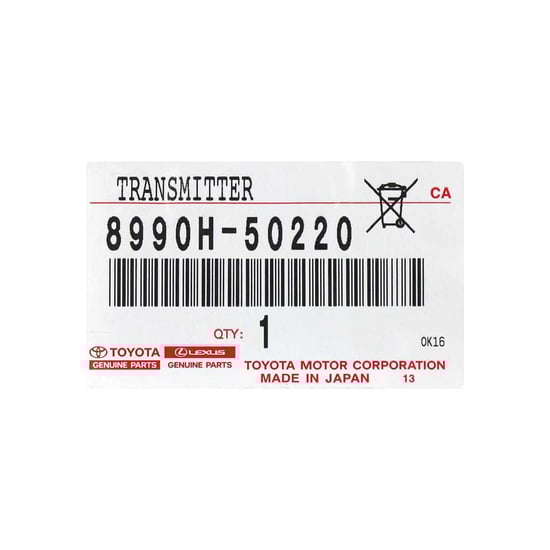 New-lexus-ES350-2020-Genuine-OEM-Smart-Key-Card-Manufacturer-Part-Number:-8990H-50220-High-Quality-Best-Price---Emirates-Keys