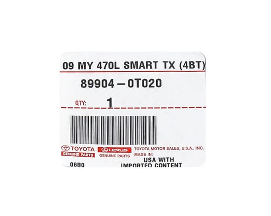 NEW-Toyota-Venza-2010-2016-Genuine-OEM-Smart-Key-4-Buttons-315MHz-Manufacturer-Part-Number:-89904-0T020-899040T020---FCCID:-HYQ14ACX---Emirates-Keys