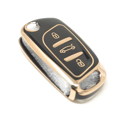 New-Aftermarket-Nano-High-Quality-Cover-For-Peugeot-Flip-Remote-Key-3-Buttons-Black-Color---Emirates-Keys