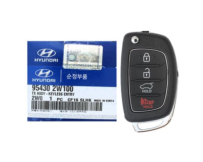 New-Hyundai-Santa-Fe-2013-2015-Genuine-OEM-Flip-Remote-Key-4-Buttons-433MHz-95430-2W100-954302W100---FCCID:-RKE-4F04-OEM---Emirates-Keys