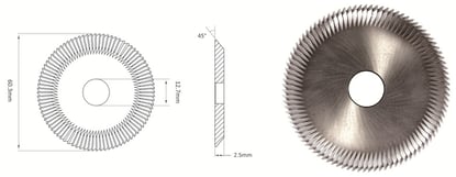 Picture of Angle Miling Cutter HJ-X23MC HSSCo-Coating φ60.3x2.5xφ12.7x45°