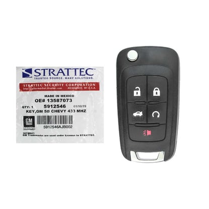 NEW-Chevrolet-Malibu-Impala-2014-2015-Genuine-Proximity-Flip-Remote-Key-433MHz-5-Buttons-5912546-STRATTEC-13578073-OEM---Emirates-Keys