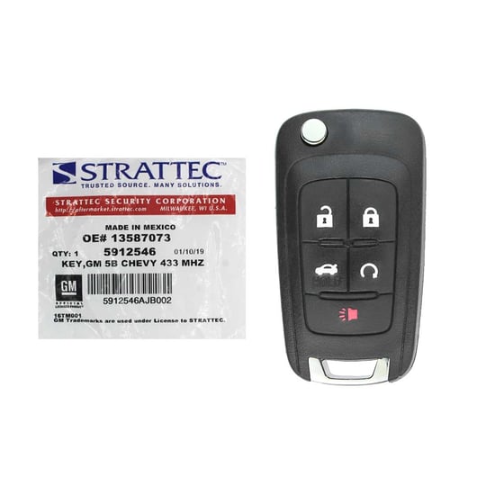 NEW-Chevrolet-Malibu-Impala-2014-2015-Genuine-Proximity-Flip-Remote-Key-433MHz-5-Buttons-5912546-STRATTEC-13578073-OEM---Emirates-Keys