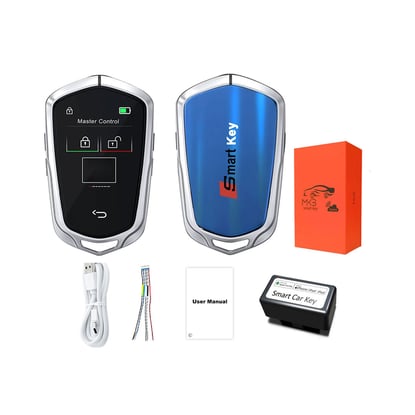 New-Aftermarket-LCD-Universal-Smart-Key-Kit-With-Keyless-Entry-And-IOS-Car-Cadillac-Style-Location-Tracking-System-Silver-Color---Emirates-Keys