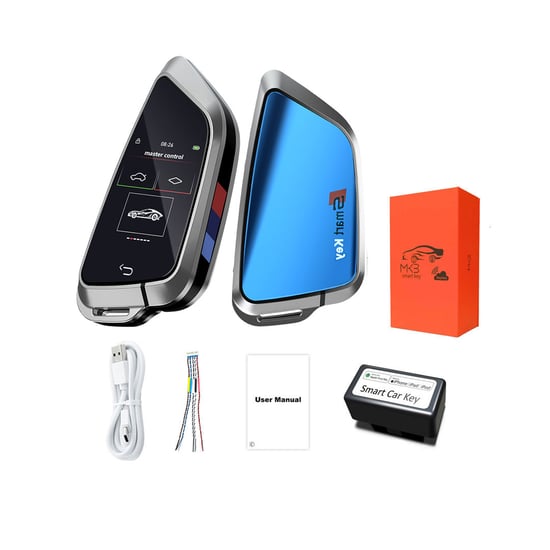 New-Aftermarket-LCD-Universal-Smart-Key-Kit-With-Keyless-Entry-And-IOS-Car-Knife-Style-Location-Tracking-System-Silver-Color---Emirates-Keys