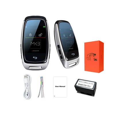 New-Aftermarket-LCD-Universal-Smart-Key-Kit-With-Keyless-Entry-And-IOS-Car-Location-Tracking-System-Silver-Color---Emirates-Keys