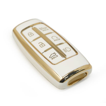 New-Aftermarket-Nano-High-Quality-Cover-For-Hyundai-Genesis-Remote-Key-5+1-Auto-Start-Buttons-White-Color---Emirates-Keys
