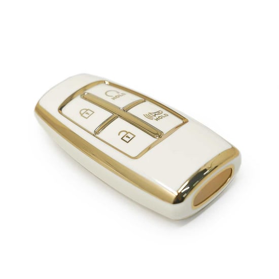 New-Aftermarket-Nano-High-Quality-Cover-For-Hyundai-Genesis-Remote-Key-3+1-Auto-Start-Buttons-White-Color---Emirates-Keys