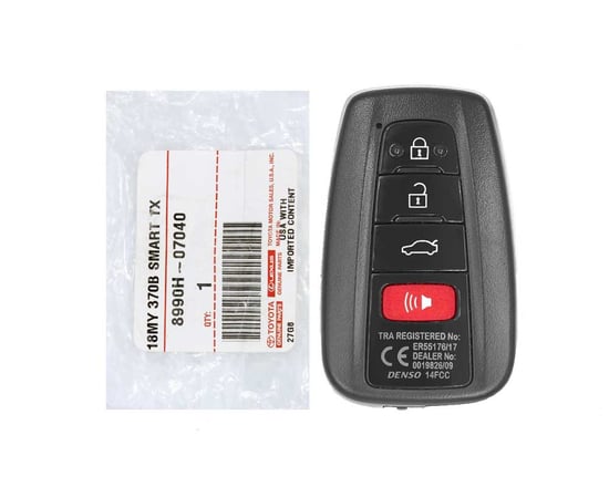 NEW-Toyota-Avalon-2018-Genuine-OEM-Smart-Remote-Key-4-Buttons-433MHz-Manufacturer-Part-Number:-8990H-07040,-8990H07040---FCCID-:-14FCC---Emirates-Keys