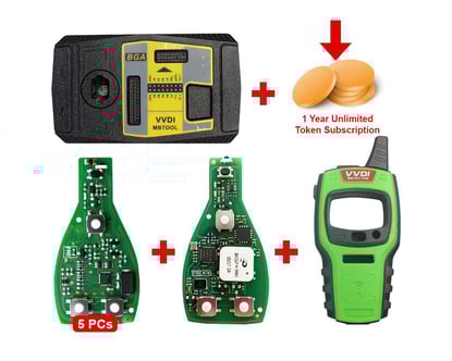 Xhorse-VVDI-MB-BGA-Tool-Device-Programmer-With-Free-1-Year-Unlimited-Token-Subscription-&-Mini-Key-Tool-Device-&-5-Pcs-Of-Mercedes-Benz-BGA-PCB-4-Buttons-&-Universal-Mercedes-Benz-Fbs3-Smart-Key-PCB-Keyless-Entry