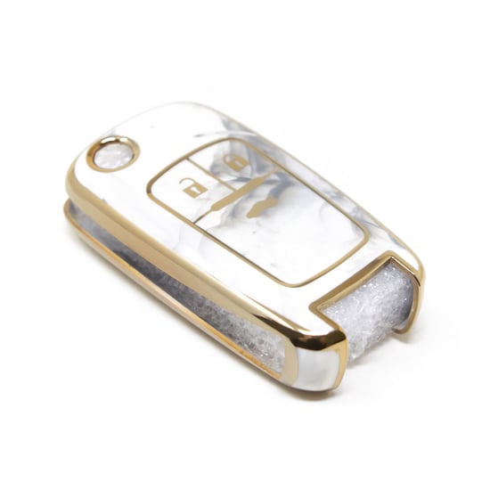 New-Aftermarket-Nano-High-Quality-Marble-Cover-For-Chevrolet-Flip-Remote-Key-3-Buttons-White-Color-CRL-A12J3---Emirates-Keys