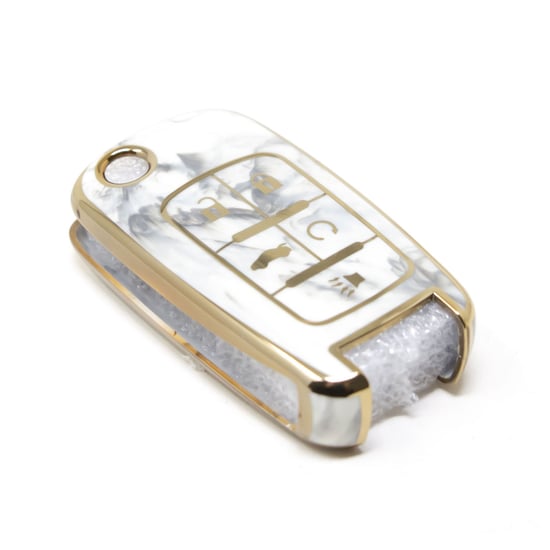 New-Aftermarket-Nano-High-Quality-Marble-Cover-For-Chevrolet-Flip-Remote-Key-5-Buttons-White-Color-CRL-A12J5---Emirates-Keys