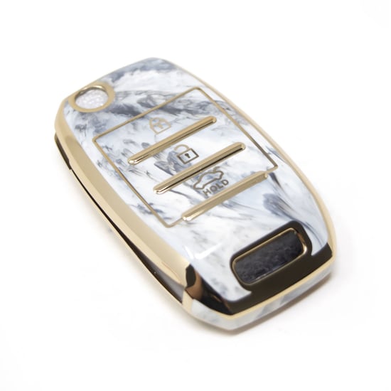 New-Aftermarket-Nano-High-Quality-Marble-Cover-For-KIA-Flip-Remote-Key-3-Buttons-White-Color-KIA-B12J3---Emirates-Keys