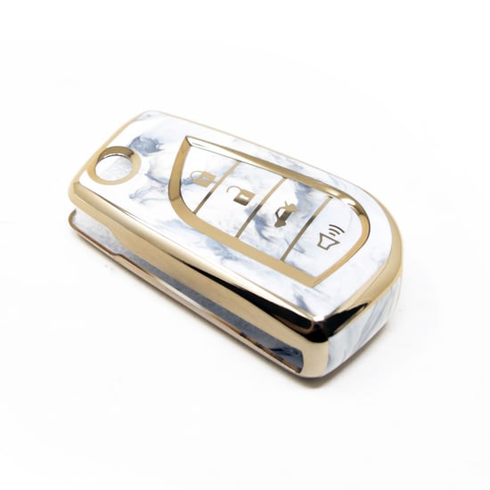 New-Aftermarket-Nano-High-Quality-Marble-Cover-For-Toyota-Flip-Remote-Key-4-Buttons-White-Color-TYT-C12J4---Emirates-Keys