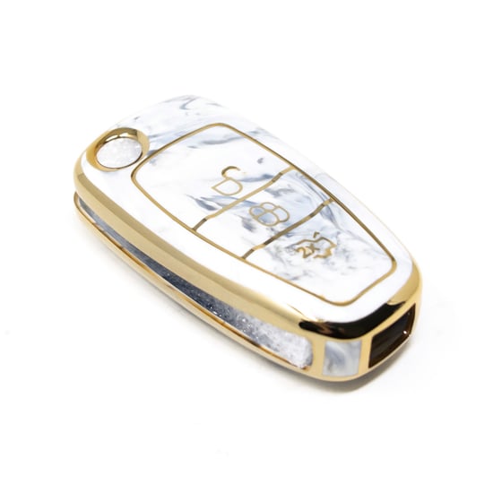 New-Aftermarket-Nano-High-Quality-Marble-Cover-For-Ford-Flip-Remote-Key-3-Buttons-White-Color-Ford-E12J---Emirates-Keys