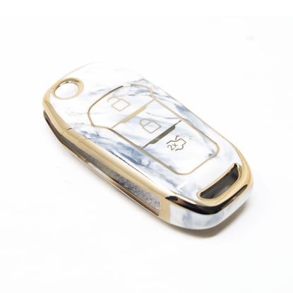 New-Aftermarket-Nano-High-Quality-Marble-Cover-For-Ford-Flip-Remote-Key-3-Buttons-White-Color-Ford-F12J---Emirates-Keys
