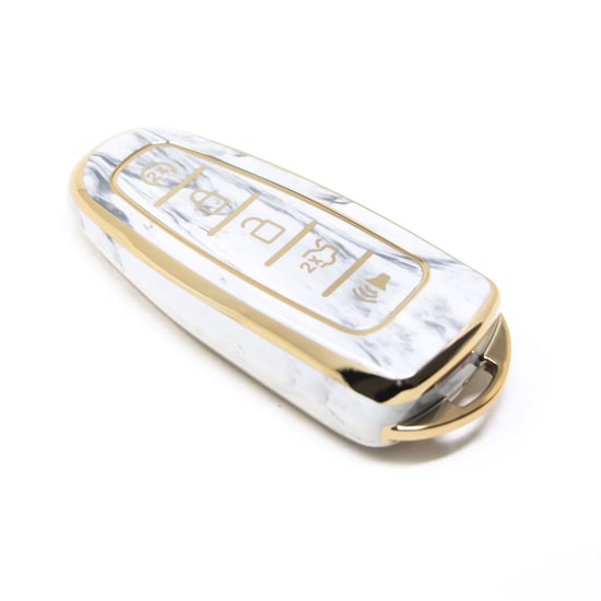 New-Aftermarket-Nano-High-Quality-Marble-Cover-For-Ford-Remote-Key-5-Buttons-White-Color-Ford-J12J---Emirates-Keys