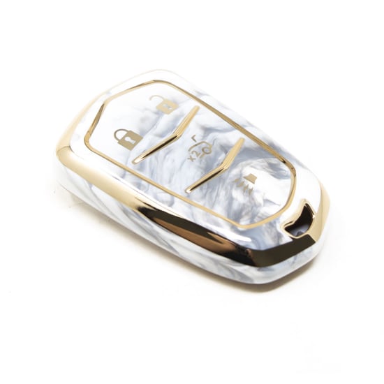 New-Aftermarket-Nano-High-Quality-Marble-Cover-For-Cadillac-Remote-Key-4-Buttons-White-Color-CDLC-A12J4---Emirates-Keys