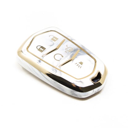 New-Aftermarket-Nano-High-Quality-Marble-Cover-For-Cadillac-Remote-Key-5-Buttons-White-Color-CDLC-A12J5---Emirates-Keys