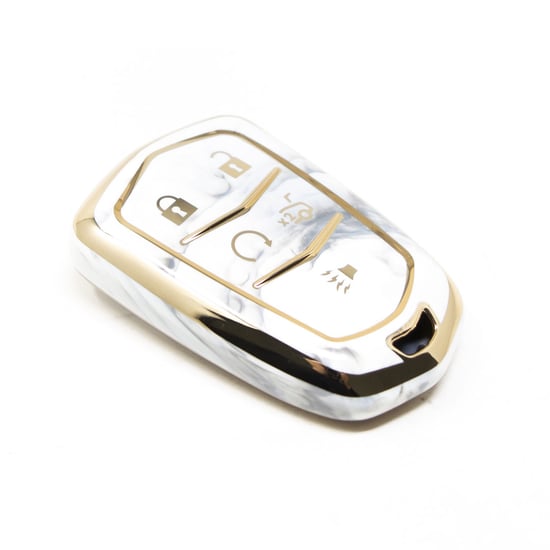 New-Aftermarket-Nano-High-Quality-Marble-Cover-For-Cadillac-Remote-Key-5-Buttons-White-Color-CDLC-A12J5---Emirates-Keys