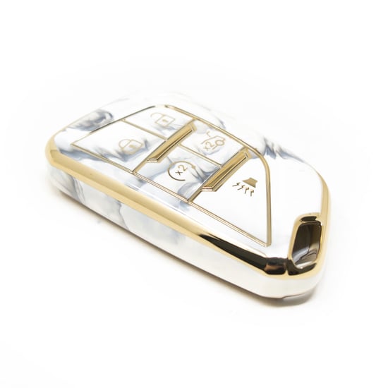 New-Aftermarket-Nano-High-Quality-Marble-Cover-For-Cadillac-Remote-Key-5-Buttons-White-Color-CDLC-B12J5---Emirates-Keys