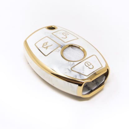 New-Aftermarket-Nano-High-Quality-Marble-Cover-For-Mercedes-Benz-Remote-Key-4-Buttons-White-Color-Benz-A12J---Emirates-Keys
