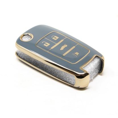 New-Aftermarket-Nano-High-Quality-Cover-For-Chevrolet-Flip-Remote-Key-3+1-Buttons-Gray-Color-CRL-A11J4---Emirates-Keys