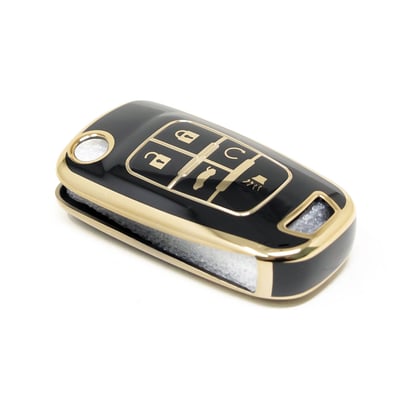 New-Aftermarket-Nano-High-Quality-Cover-For-Chevrolet-Flip-Remote-Key-5-Buttons-Black-Color-CRL-D11J5---Emirates-Keys
