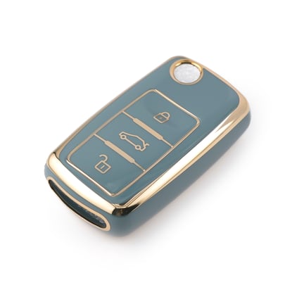 New-Aftermarket-Nano-High-Quality-Cover-For-Volkswagen-Flip-Remote-Key-3-Buttons-Gray-Color-VW-A11J3---Emirates-Keys