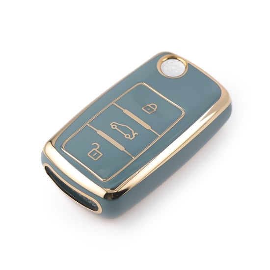 New-Aftermarket-Nano-High-Quality-Cover-For-Volkswagen-Flip-Remote-Key-3-Buttons-Gray-Color-VW-A11J3---Emirates-Keys