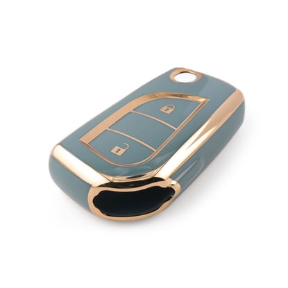 Immagine di Cover Nano di alta qualità per chiave remota Toyota Flip 2 pulsanti colore grigio TYT-C11J2