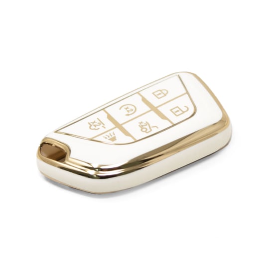 New-Aftermarket-Nano-High-Quality-Cover-For-Cadillac-Remote-Key-5+1-Buttons-White-Color-CDLC-B11J6---Emirates-Keys