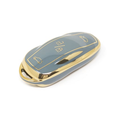 New-Aftermarket-Nano-High-Quality-Cover-For-Tesla-Smart-Remote-Key-3-Buttons-Gray-Color-TSL-B11J---Emirates-Keys