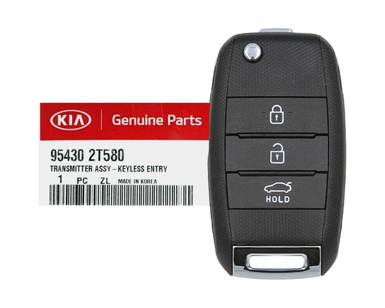 NEW-KIA-Optima-Sportage-2014-2015-Genuine-OEM-Flip-Remote-Key-3-Buttons-433MHz-95430-2T580-954302T580---FCCID:-DD3TX1302---Emirates-Keys