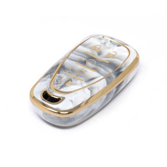 New-Aftermarket-Nano-High-Quality-Marble-Cover-For-Chevrolet-Remote-Key-5-Buttons-White-Color-CRL-B12J5A---Emirates-Keys