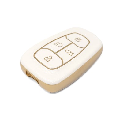 New-Aftermarket-Nano-High-Quality-Gold-Leather-Cover-For-TATA-Remote-Key-4-Buttons-White-Color-TATA-A13J---Emirates-Keys