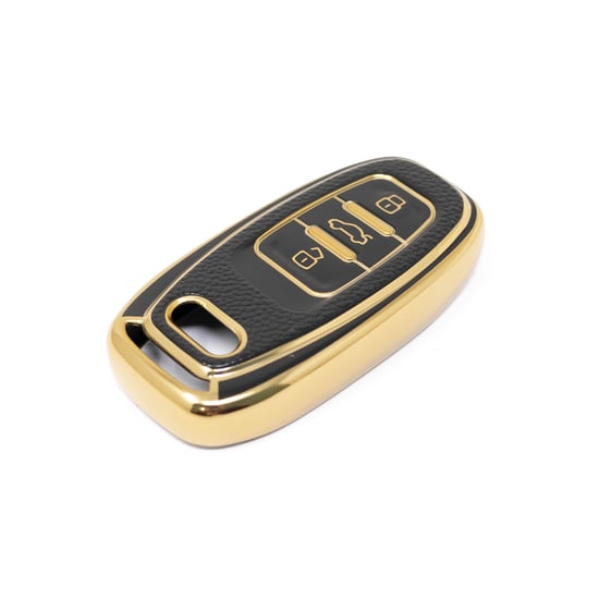 New-Aftermarket-Nano-High-Quality-Gold-Leather-Cover-For-Audi-Remote-Key-3-Buttons-Black-Color-Audi-A13J---Emirates-Keys